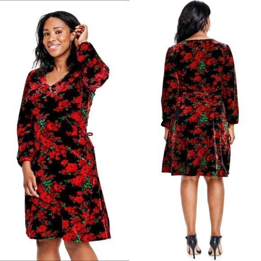 NEW The Children’s Place Womens Mommy And Me Floral Velour Dress‎ - Black, XL